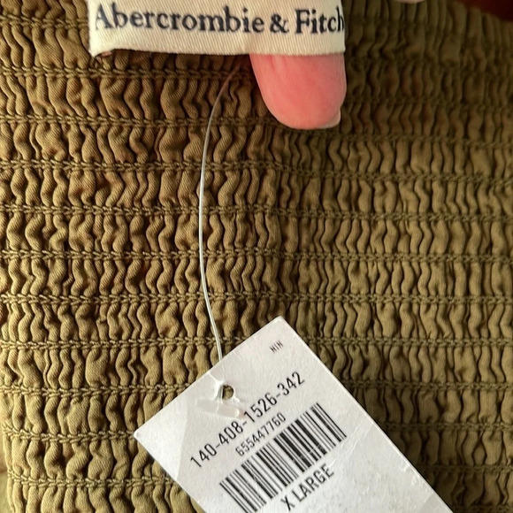ABERCROMBIE & FITCH NWT Olive Green Linen Square Neck Crop Tank Top Smock XL - Picture 8 of 12